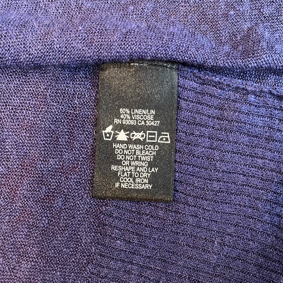 NIC+ZOE Deep Blue Linen Blend Open Cardigan Sweater 3/4 sleeves NWT - Picture 8 of 12